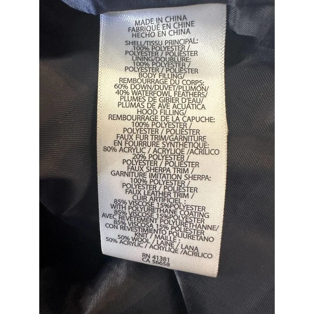 *Flaw Lauren Ralph Lauren Faux Fur Down Coat Black Faux Leather Trim Sherpa XXL - Picture 9 of 16